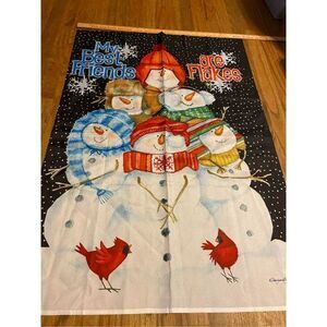 Snowman full sized flag “My best friends are flakes” 28x39" by Debra Jordan Brya